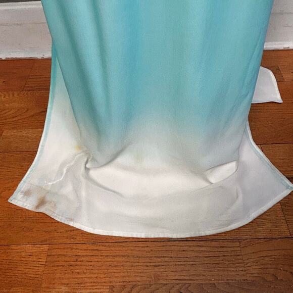 Catherine Malandrino kimono Dress Medium VTG Designer Studded FLAW Blue Silk Y2K - Picture 10 of 13